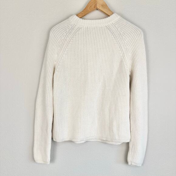 Jenni Kayne Cotton Fisherman Sweater Ivory XS EUC - Picture 4 of 6